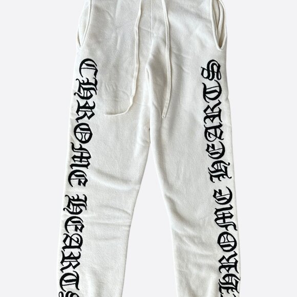 Chrome Hearts Beige & Black Embroidered Cashmere Sweatpants - Picture 1 of 6
